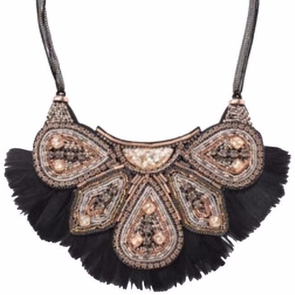 stella & dot ~ constantine feather holiday luxury statement necklace - Picture 3 of 10
